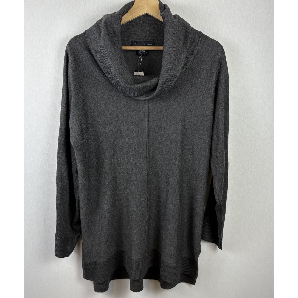 Joan‎ Vass Tunic Top Women Lg L/S Cowl Neck Warm Simple Minimalist Capsule NEW